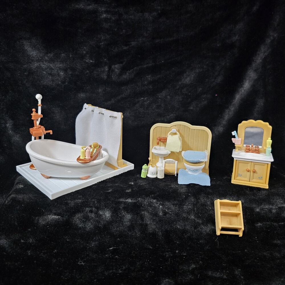 Vintage Sylvanian Families Bathroom SE-139 Japan Tile Floor 2004 Calico Critters